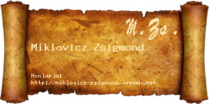 Miklovicz Zsigmond névjegykártya
